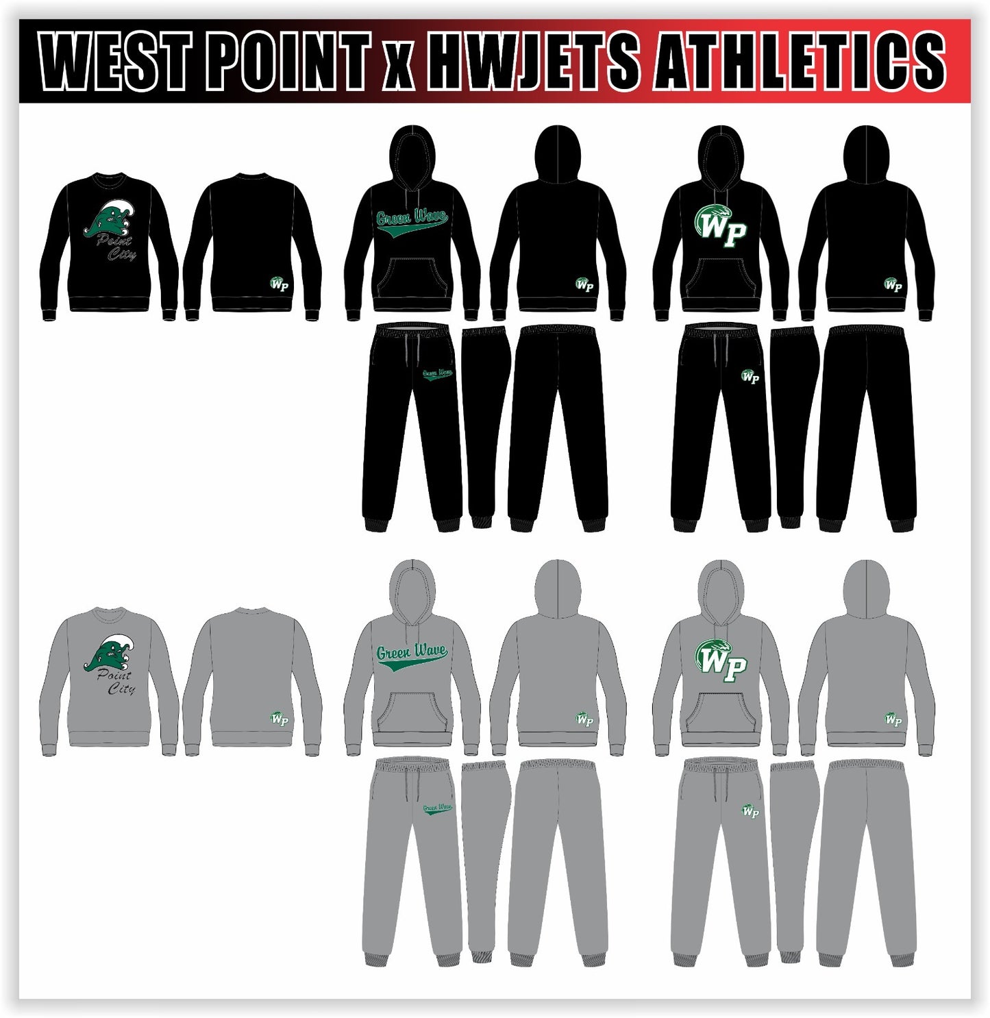 HWJETS ATHLETICS GREEN WAVE TWILL SET